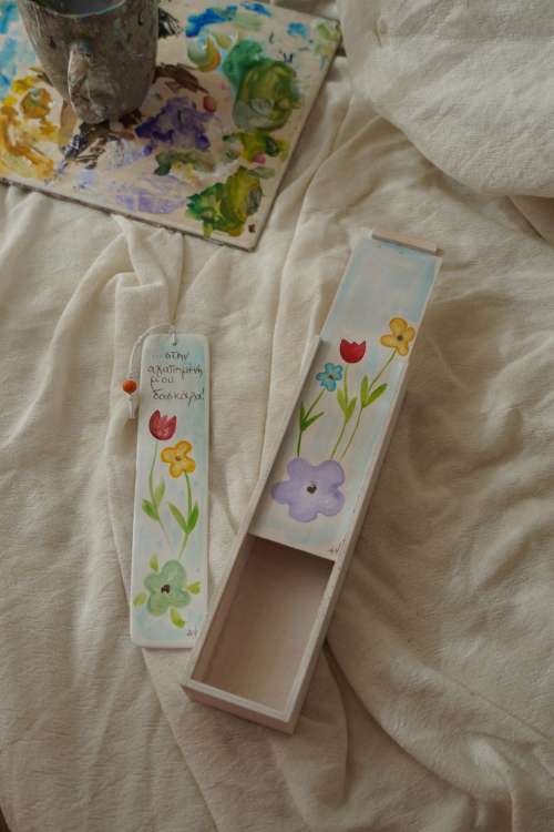 Σετ σελιδοδείκτης - κασετίνα λουλούδια