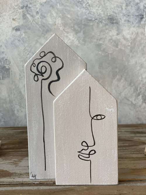 διπλό σπιτάκι με line art