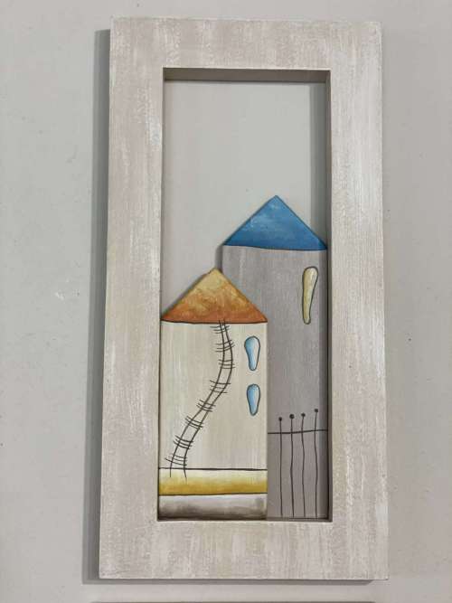 σπιτάκια με μπλε και πορτοκαλί σκεπή