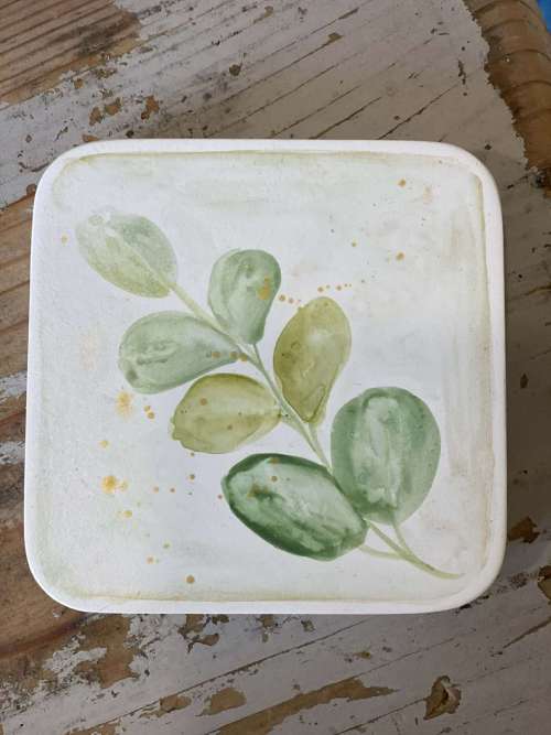 σουβέρ με πράσινα φύλλα & χρυσό