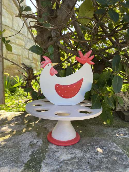 αυγοθήκη με κοτούλα στα κόκκινα